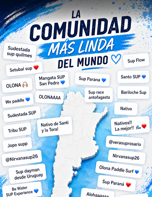 Mapa con la comunidad de escuelas y clubes de SUP de Argentina